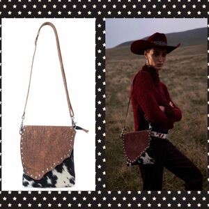 Western Bag Brown and Black Cowhide Women's Bag Crossbody Bag Cowgirl